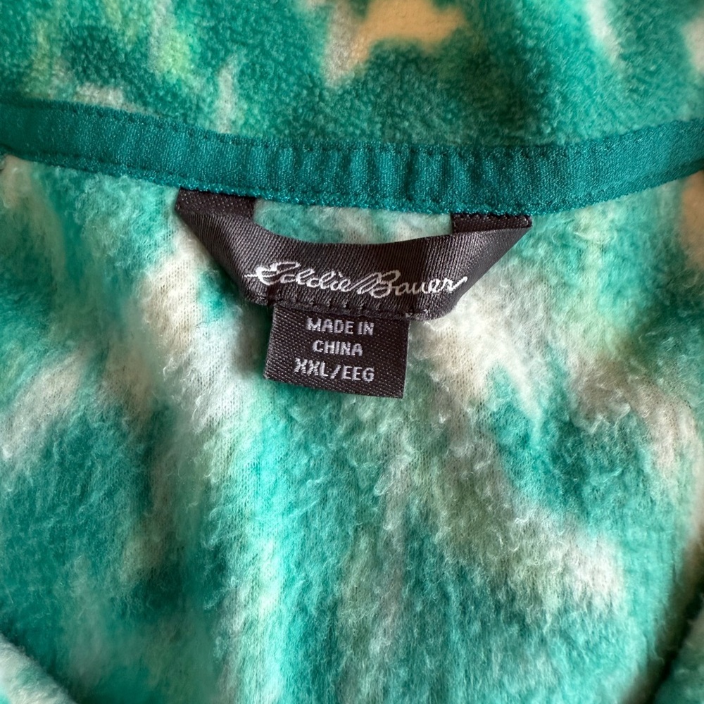 Eddie Bauer Teal Patterned Fleece Quarter Zip - Picture 5 of 5